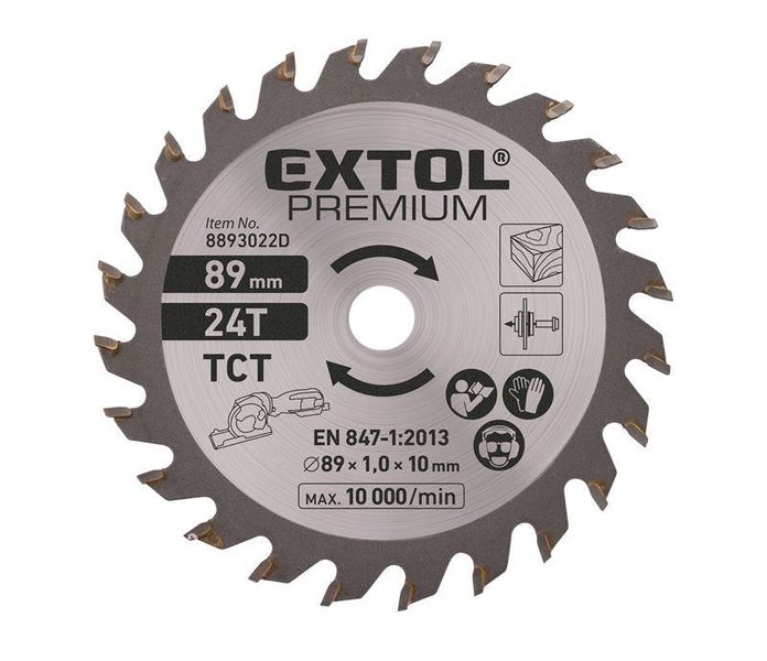 Kotouč pilový se SK plátky, Ø89 x 2,0 x 10 mm, 24T, EXTOL PREMIUM