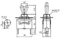 Páčkový přepínač 2pol./2pin ON-OFF 250V/10A