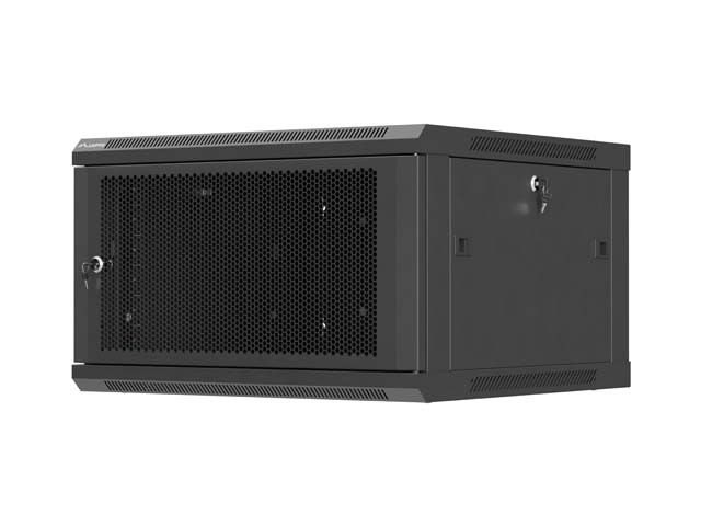 Lanberg nástěnná instalační skříň 19" 6U 600X600 černé perforované dveře (ploché balení)