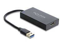 Delock - Video adaptér - USB typ A s piny (male) do HDMI se zdírkami (female) - 20 cm - cerná - podpora 4K30Hz (3840 x 2160)
