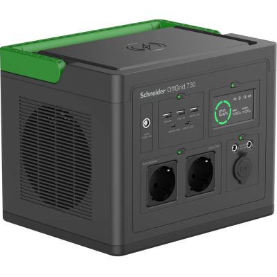 Schneider OffGrid Portable Power Station 730, 738Wh Lithium-ion, 2 Schuko, Sinewave