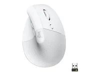 Vertikální myš - ergonomický - 6 tlačítka - bezdrátový - Bluetooth, 2.4 GHz - USB přijímač Logitech Logi Bolt - bělavá
