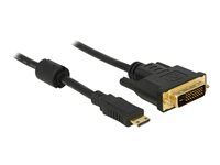 Kabel adaptéru - dva spoje - 19 pin mini HDMI Type C s piny (male) do DVI-D s piny (male) - 1 m - černá