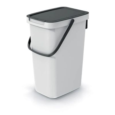 Koš odpadkový SYSTEMA Q COLLECT popelavý s černým víkem 12l