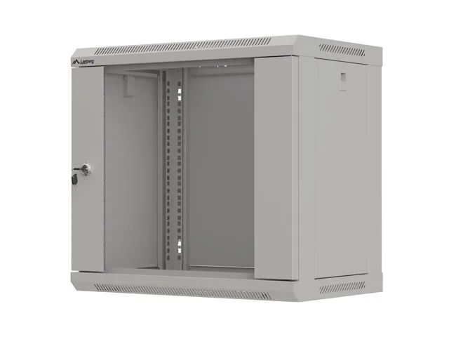 Lanberg 19" racková skříň pro montáž na stěnu 9u/540x350 (flat pack) s prosklenými dveřmi šedá