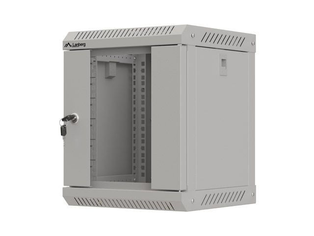 Lanberg racková skříň 10" nástěnná 6u/300x300 (flat pack) s prosklenými dveřmi šedá