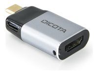 Video adaptér - USB-C s piny (male) do HDMI, USB-C se zdířkami (female) - stříbrná - podpora 4K60Hz, USB napájení (100W)