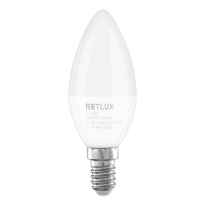 Žárovka LED E14 5W C37 bílá teplá RETLUX REL 34 2ks