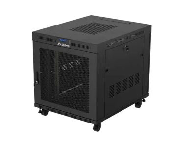 19" Volně stojící racková skříň 15u/800x1000 (flat pack) černá s prosklenými dveřmi lcd lanberg V2