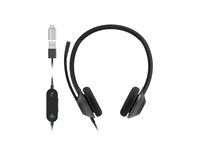 Náhlavná súprava - náhlavná - káblová - USB-A - uhlíková čerň