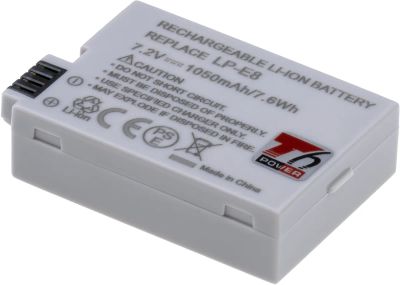 Baterie T6 power Canon LP-E8, 1050mAh, 7,6Wh, šedá