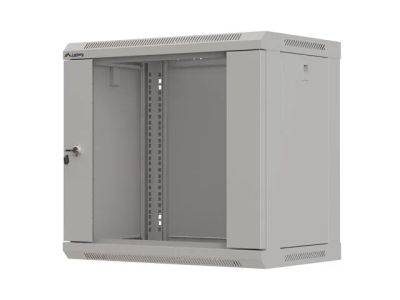 Lanberg 19" racková skříň pro montáž na stěnu 9u/540x350 (flat pack) s prosklenými dveřmi šedá