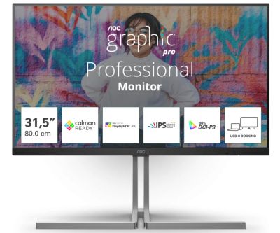 AOC/U32U3CV/32"/IPS/4K UHD/60Hz/4ms/Blck-Slvr/3R
