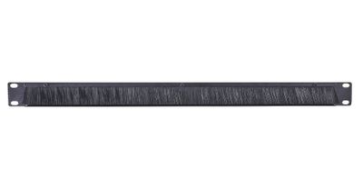 1U Cable Pass-Thru w/ Brush Strip Black