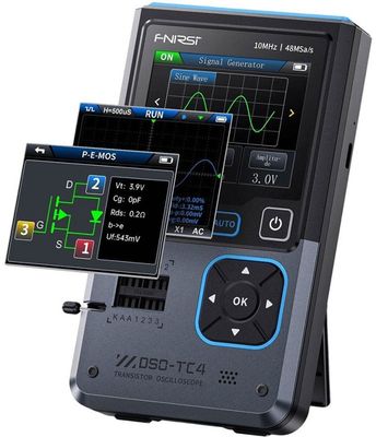 Osciloskop, generátor funkcí a tester komponentů FNIRSI DSO-TC4.