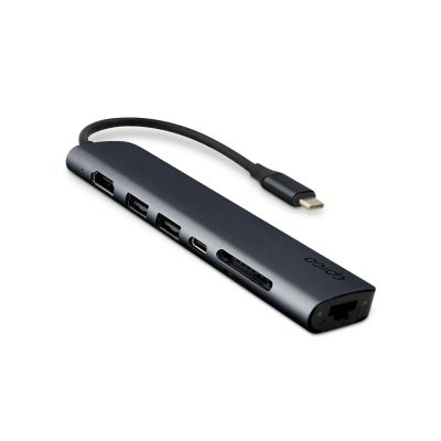 Epico 7v1 hliníkový USB-C 8K hub - inkoustová