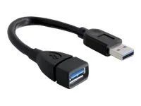 Prodlužovací šňůra USB - USB typ A (M) do USB typ A (F) - USB 3.0 - 15 cm - černá