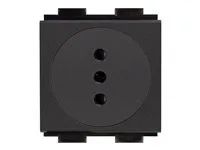 Mechanismus napájecí zásuvky - Itálie - 2P+E - Typ L - 1 napájecí zásuvka - 2 moduly - 10 A - AC 220-240 V - černá