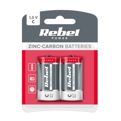 Baterie C (R14) Zn-Cl REBEL 2ks / blister BAT0083B