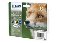 4-balení - černá, žlutá, azurová, purpurová - originální - blistr s RF / akustickým alarmem - inkoustová cartridge (alternativa pro: Epson T1285) - pro Stylus S22, SX130, SX230, SX235, SX430, SX435, SX438, SX440, SX445; Stylus Office BX305