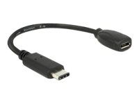 USB adaptér - USB-C (M) do Micro USB typ B (F) - USB 3.1 - 15 cm - černá