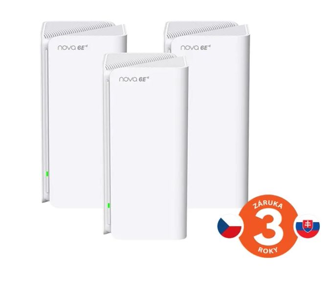 Tenda Nova MX21 Pro (3-pack) WiFi6E AXE5700 Mesh Gigabit system, 9x GLAN/GWAN, WPA3, VPN, CZ app