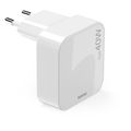 HAMA GaN, Rychlonabíječka, 2x USB-C PD/QC, 40W, bílá