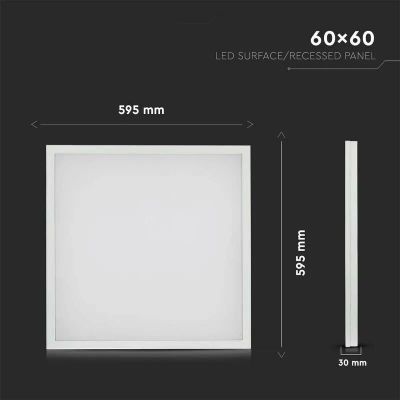 Panel LED 2V1 600x600 36W, 4000K, 3960lm, se zdrojem, VT-6139 (V-TAC)
