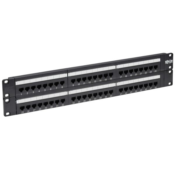 Patch panel pro montáž do racku 2U, 48x Cat6/Cat5 568B, RJ45 Ethernet