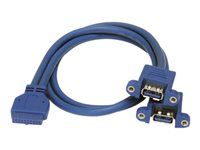StarTech 2 Port Panel Mount USB 3.0 Cable - USB A to Motherboard Header Cable F/F (USB3SPNLAFHD) - Kabel z USB iinterní na externí - USB typ A (F) do 20 pin IDC (F) - 50 cm - modrá