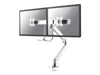 Montážní sada - plný pohyb - pro 2 LCD displeje - hliník - bílá - velikost obrazovky: 10"-32" - upevnění svorkou, průchodka, upevnitelné na stůl