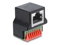 Delock - Sítový adaptér - RJ-45 (F) pravoúhlý do 8 kolíková svorkovnice push-on - cerná