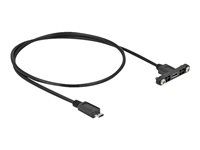 Prodlužovací šňůra USB - Micro USB typ B (F) montáž na panel do Micro USB typ B (M) - USB 2.0 - 50 cm - černá