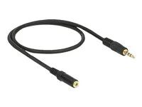 Prodlužovací šňůra audio - mini-phone stereo 3.5 mm se zdířkami (female) do mini-phone stereo 3.5 mm s piny (male) - 50 cm - černá