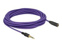 Prodlužovací šňůra audio - 4 pólový mini jack se zdířkami (female) do 4 pólový mini jack s piny (male) - 5 m - fialová