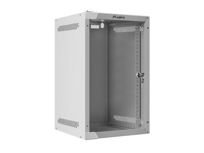 Lanberg racková skříň 10" nástěnná 9u/280x310 (flat pack) s prosklenými dveřmi šedá