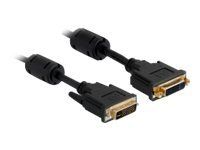 Prodlužovací kabel DVI - DVI-I (M) do DVI-I (F) - 3 m - křídlové šrouby - černá