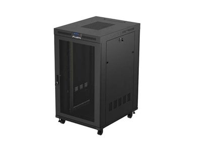 19" Volně stojící racková skříň 27U 800X1000 černý lcd s perforovanými dveřmi lanberg (flat pack) V2