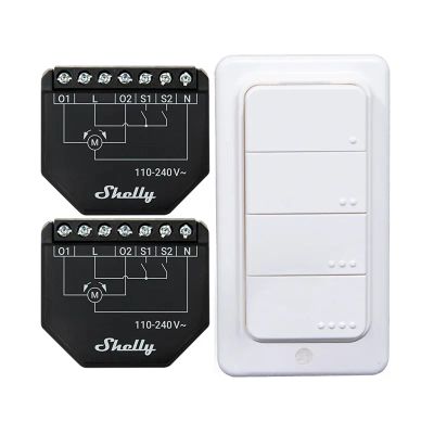 Sada 2 ovladačů žaluzií/záclon SHELLY Shutter + 4 tlačítka BLU RC WiFi