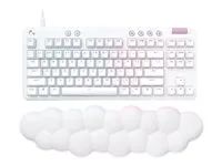 Klávesnice - bez numerické klávesnice - podsvícení - USB - QWERTY - britská - klávesový spínač: Linear - bílá