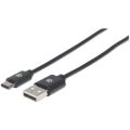 MANHATTAN Kabel, USB-A/USB-C, 0,5 m, černý