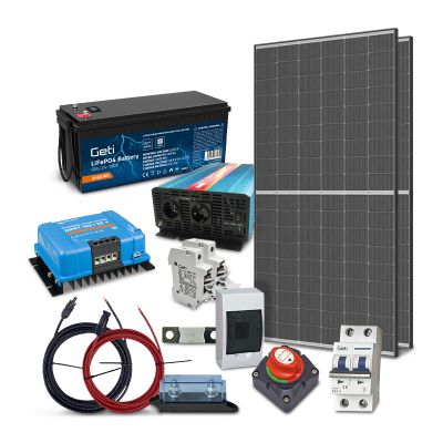Solární ostrovní set TRINA 910Wp, baterie LiFePO4 24V 100Ah, měnič 24V/230VAC 2000W