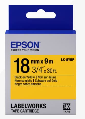 Epson Label Cartridge Pastel LK-5YBP Black/Yellow 18mm (9m)