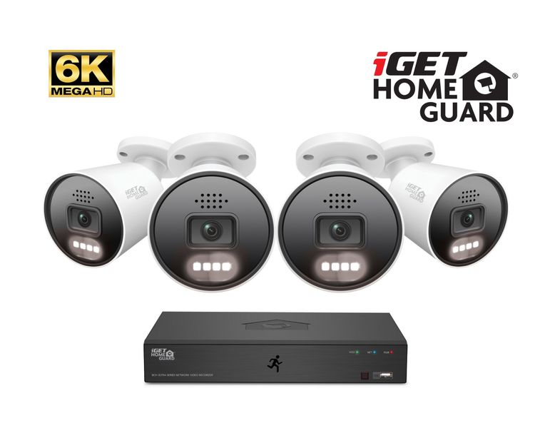 iGET HGNVK88604 - Kamerový MegaHD 6K PoE SMART set, 8CH NVR + 4xIP 6K kamera, zvuk, AI detekce