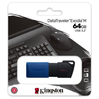 KINGSTON DataTraveler EXODIA M, 64GB, černá/modrá