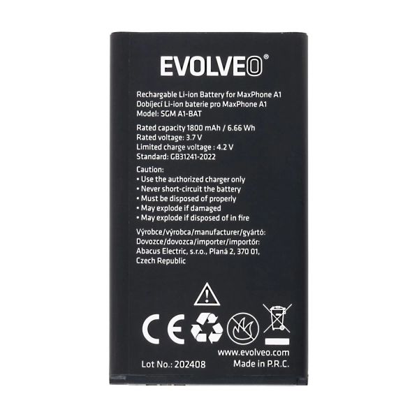 EVOLVEO orig. batéria 1800 mAh pre MaxPhone A1, StrongPhone Q1/Z4/W4