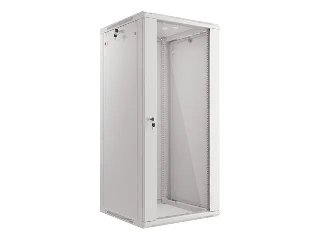 Lanberg racková skříň 19" nástěnná 27u/600x600 (flat pack) s prosklenými dveřmi šedá V2