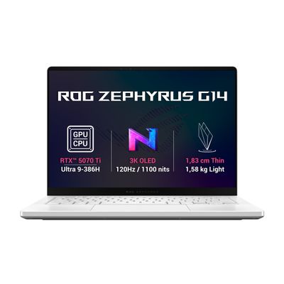 ASUS ROG Zephyrus G14/GU405AR-SY003WZ/U9-386H/14"/2880x1800/32GB/1TB/RTX 5070Ti/W11H/White/2R