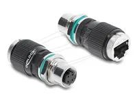 Delock - Sítový adaptér - 4 piny M12-D (F) do RJ-45 (F) - odstínený - CAT 5e - cerná