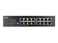 Přepínač - neřízený - 16 x Gigabit Ethernet - Lze montovat do rozvaděče, desktop, pro připevnění na zeď - pro P/N: GS1100-16EPS-EU0101F, GS1100-16ES-EU0101F